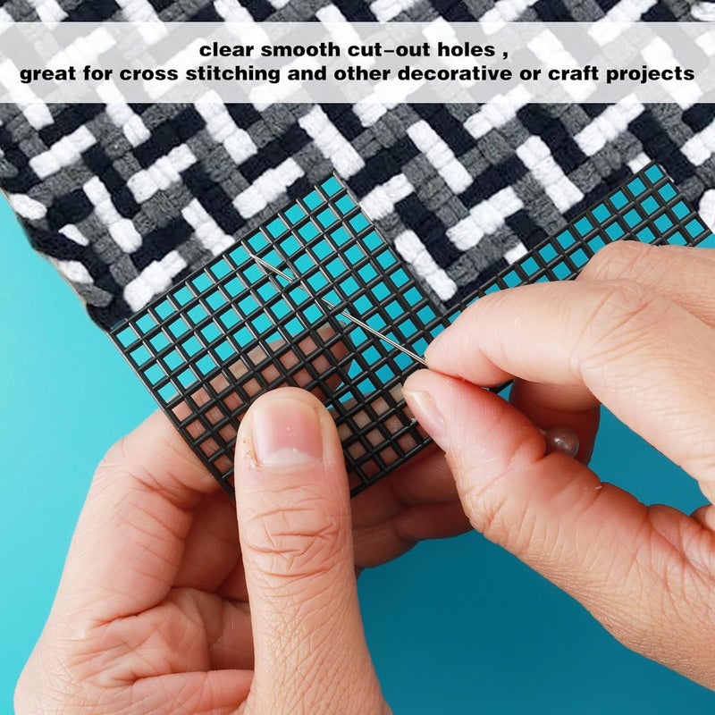 Aster 4 Pieces 4 Count Plastic Mesh Canvas Sheets for Embroidery, Plastic Needlepoint Canvas, Fursuit Eye Mesh for Crafts DIY, Knit Crochet Projects (Black, 1.8×7.9inch) - Image 5